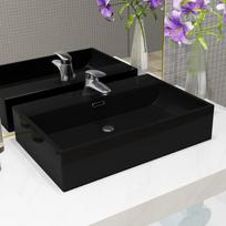 Vidaxl Umywalka Ceramiczna Z Otworem Na Kran, 76X42,5X14,5 Cm, Czarna