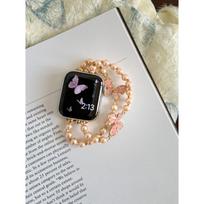 Apple Watch 8/SE9/iWatch 10 Butterfly Beads Metal Bracelet Band 42mm (Gen 1/2/3)/44/45/46/49mm