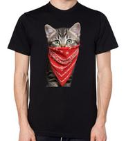 Kitten Wearing A Red Bandana T-Shirt Men Women Unisex Gang Cat Meow Bally Top S įvairiaspalvis