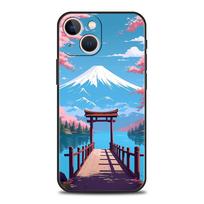 Japan Mount Fuji Painting Cherry blossom Luxury Phone Case For iPhone 16 13 15 14 12 11 Pro MAX XR X SE XS 7 8 Plus Soft Cover For iPhone 7 8 SE