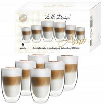 Vialli Szklanki Kubki Termiczne Filiżanki Do Kawy Latte Drinków 350 Ml 6Szt
