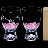 LUGUFON Fuji Cherry Blossom Cut Rock Handcrafted by Presented in a Paulownia Wood Suitable for Cold Plum Shochu Alcoholic 60th Birthday Wedding 290ml