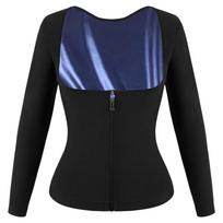 Long Sleeve Sauna Suit Shirt Zipper Design Body Shaper Body Shaping Shapewear Tank Top  Yoga XXL juoda mėlyna spalva