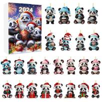 Festive Christmas Advent Calendar Blind Box With Acrylic Panda Ornaments For Decor Style A