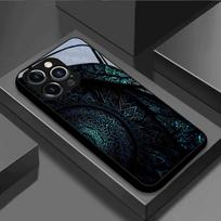 Brilliant Mandala Pattern Tempered Glass Black Phone Case For Samsung Galaxy S25 S24 S23 Ultra Plus FE Shockproof Cover Galaxy S24 Ultra