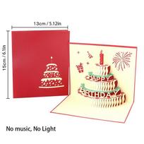 3D Light Music Birthday Card Pop Up Cake Creative Greeting Card Happy Birthday Party Gift Message Cards