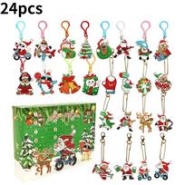 Colorful Cartoon Style Acrylic Christmas Painting Keychains Perfect For Holiday Gifting