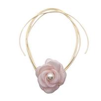 Camellia Flower Bowknot Choker With Wax Rope Vintage Collar Wedding Necklace
