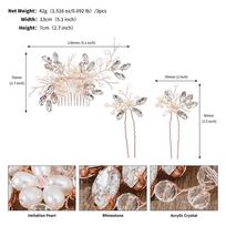 Bridal Wedding Hair Comb Set Handmade Rhinestone Pearl Flower Hairpins Versatile Updo Headwear Accessories For Bride