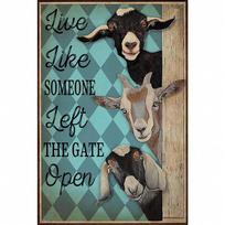Mfoever Farmhouse Goat Metal Sign with Humorous Quote Rustic Wall Decor Country Home Barn Animal Themed Decoration Accent 20x30cm（7.8x11.8inch）