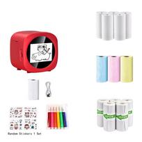 Portable Mini Thermal Printer for Mobile Devices with Multiple Paper Rolls and Sticker Set for Creative Printing Tasks One Size raudona