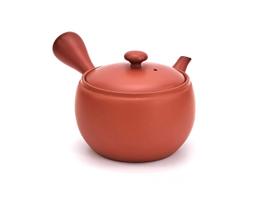 Y4080 Tokoname Ware Red Clay Plain Teapot with Premium Tea Strainer 580cc Teapot Made in Japan One-Piece (Basket Mesh)