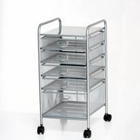 A4-5/6 Layer Wrought Iron Mobile Filing Cabinet Trolley Under Table Storage Rack Metal Mesh Filing Rack