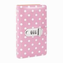 PU Leather Cash Savings Binder 100 Pockets Polka Dot Design Cash Envelope Savings Book with Combination Lock rožinė