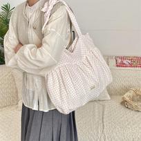 Lazy Large Capacity Tote Bag Belted Nylon Shoulder Bag Casual Underarm Bag Spring Summer New Dot Design Casual Handbag CLE 43x13x37cm rožinė