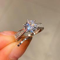 Classic Six Prong Round Lab Diamond Ring 100% Real 925 Sterling Silver Engagement Ring Vintage Solitaire Wedding Rings For Women 8