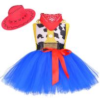 Cowgirl Jessie kostiumas mergaitėms, prabangus tiulio princesės tutu suknelė, vaikams Helovino, karnavalo, gimtadienio šventės suknelės S (1-2 Years) mėlyna
