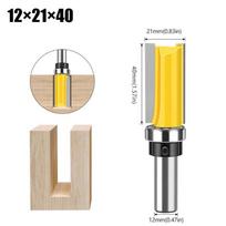 Frezas 12 mm kotu Šabloninis apdailos vyrių griovelių frezavimo antgalis Tiesus galinis frezas Lygus apdailos tenono medžio apdirbimo įrankiai 12*21*40