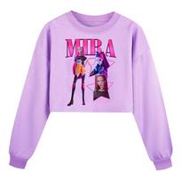 5004 Kids Girls Rumi Zoey Mira Printed Casual Long Sleeves Round Neck Sweatshirt Top 110cm violetinė