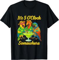 Parrots Drinking Margarita It's 5 O'clock Somewhere T-Shirt Unisex T-Shirt M