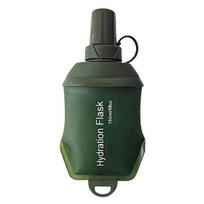 TPU Collapsible Soft Water Bottle Flask Food Grade BPA Free Leakproof Foldable Outdoor Sports Hydration Bottle 150ML armijos žalia spalva