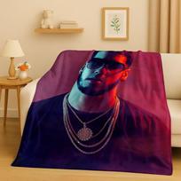 3D Anuel AA Real Hasta La Muerte Rapper Flannel Blanket,Ultra Soft Warm Plush Throw for Home Bedroom Bed Sofa Cover Kids Picnic 75x90cm