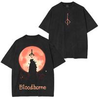 Harajuku Clothing Bloodborne Paleblood Moon Vintage Washed Unisex TShirt Unisex Women Street Hip Hop Short Sleeve Print T Shirt S