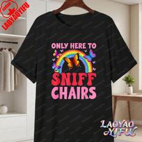 Hilarious Sniff Chairs Cotton Tee Cute Rainbow Butterfly Graphic TShirt Hot Sale Funny Meme Y2k Tops Summer Clothes for Women 4XL