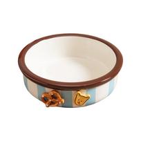 Easy To Clean Anti-slip Dog Ceramic Bowl Thicken Anti-Spill Pet Water Feeders Stripe Smooth Surface Kitten Food Basin Food mėlyna