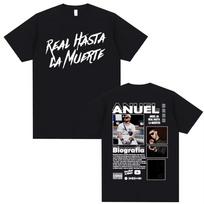 Rapper Anuel AA Real Hasta La Muerte Cover T Shirt Male Fashion Hip Hop Oversized T Shirt Men Women O-Neck Loose T-shirts S įvairiaspalvis