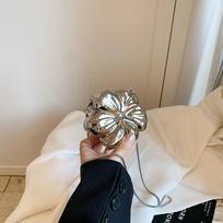 Korean Style Banquet Chain Bag Silver Funny Party Bag Retro Bright Flower Shoulder Bag  Girls sidabras