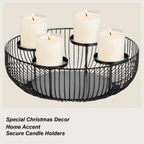 4-grid Christmas Advent Wreath Candle Holder Metal Black Cylindrical Candle Holder Decorative Candlestick Centerpiece For Party China Mainland