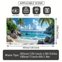 2D Seaside Tropical Backdrop, Sunny Beach & Rock Photography Background Cloth 47.2x31.5inch/120*80cm