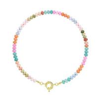 Stone Beads Necklace Colorful Beaded Choker Boho Summer Holiday Necklace for Women Daily Wear Party Beach Vacation Jewelry F
