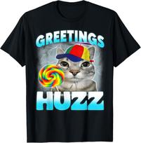 Greetings Huzz Cat Meme with Lollipop Rainbow Propeller Hat Graphic Tee Men Casual Daily S įvairiaspalvis