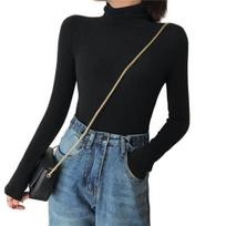 Lady Base Top High Collar Slim Fit Pullover Keep Warm Polyester Thin Autumn Base Winter Top for Women M juoda