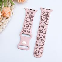 Silicone Watch Strap for Apple Watch S10/S987654 with Cat & Dog Pattern 42/44/45/46/49 mm