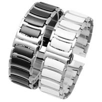 Compatible Ceramic Watch Band for Huawei Watch GT3456, I-beam Moon Crescent, Samsung Watch 678/ULTRA. 18MM balto aukso spalvos