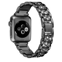 Compatible with Apple Watch 9/8/7: Luxury Women's Three-Bead Full Diamond Metal Strap 18mm juoda