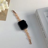 Three Flowers Metal Chain Band for Apple S11, iWatch 10 9 8 7 6 SE, Huawei GT6, Xiaomi 9PRO Huawei GT5-46mm rožinio aukso spalvos