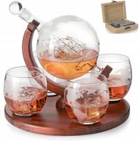 Zestaw Do Whisky Koniaku Decanter Karafka Globus +4 Szklanki + Kostki