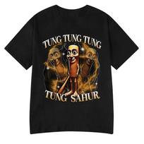 Tung Sahur Meme Tralalero Tralala Bombardiro Crocodilo Fun Men's and Women's Short sleeved T-shirt XS juoda