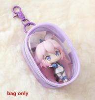 Waterproof PVC Oval Hanging Blind Box Storage Bags Keychain Organizer Case Portable Clear Figure Display Keyring Bag violetinė