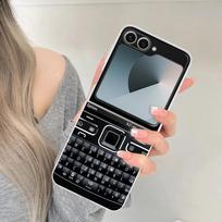 Vintage Classic Full Keyboard Pattern Phone Case for Samsung Galaxy Z Flip 6 5 4 7 3 Clear Fashion Funny Shell Flip5 Flip6 Funda for Samsung Z Flip3