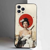 Samurai Warrior Geisha Phone Case For iPhone 17,16,15,14,13,12,11,Pro,XS,Max,XR,Plus,E,SE4,Mini Black Soft Cover iPhoneXR