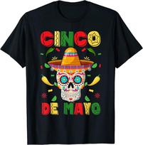Cinco De Mayo vakarėlio cukrinės kaukolės meksikietiška fiesta unisex marškinėliai S įvairiaspalvis