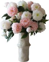 Botane Dirbtinių gėlių puokštė Botane, bijūnai, 72 cm, baltai-rožinė