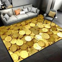 Living Room Rug 3D Gold Coin Wealth Theme Carpet Non-Slip Soft Easy To Clean Durable Trendy Fun Luxury Decor Area Home Decor Mat 40X60cm
