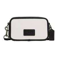 COACH crossbody bag Wyatt 20 simple pebble pattern hardware buckle card slot zipper leather shoulder small size unisex couple style black with white juoda