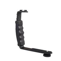 L-Shaped Dual Hot Shoe Speedlight Stand Tripod Screw Handheld Stabilizer Bracket  Monitors A
